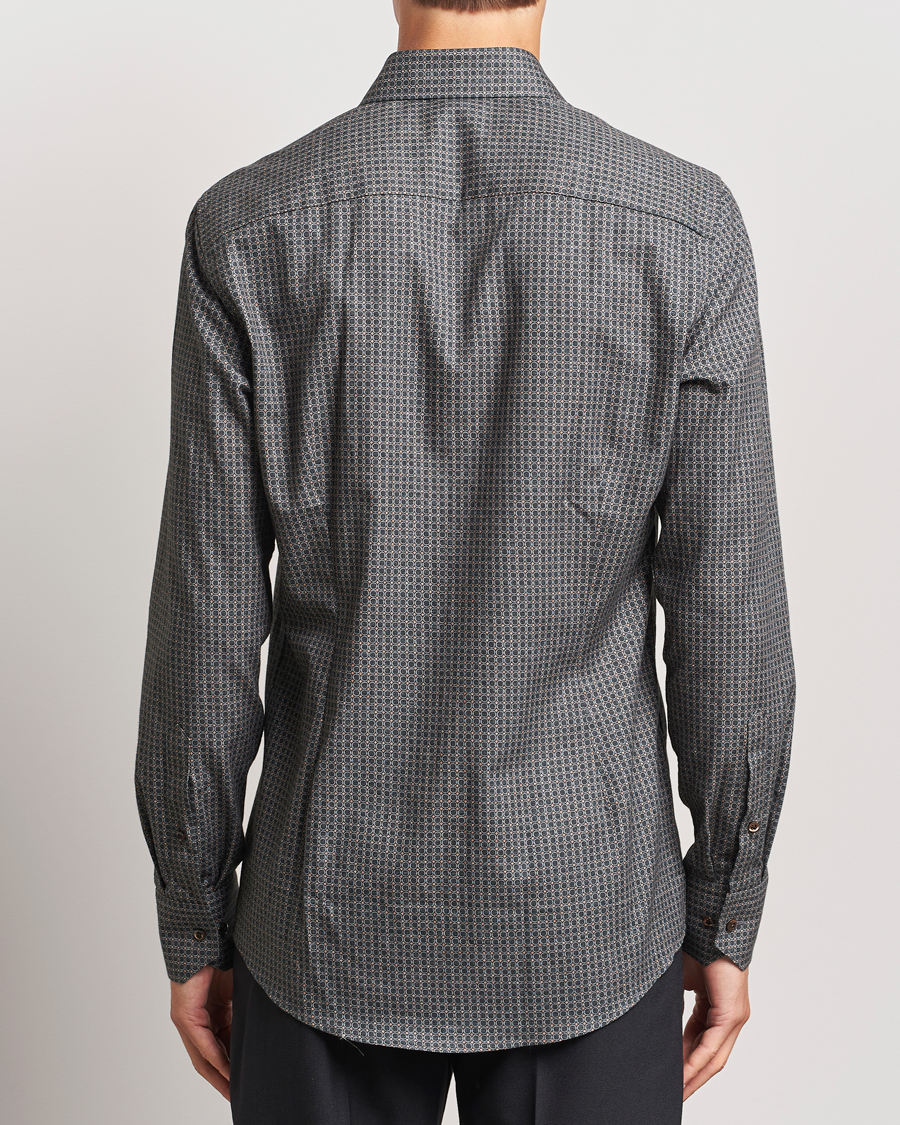 Herre | Skjorter | Stenströms | Slimline Brushed Printed Cut Away Shirt Black