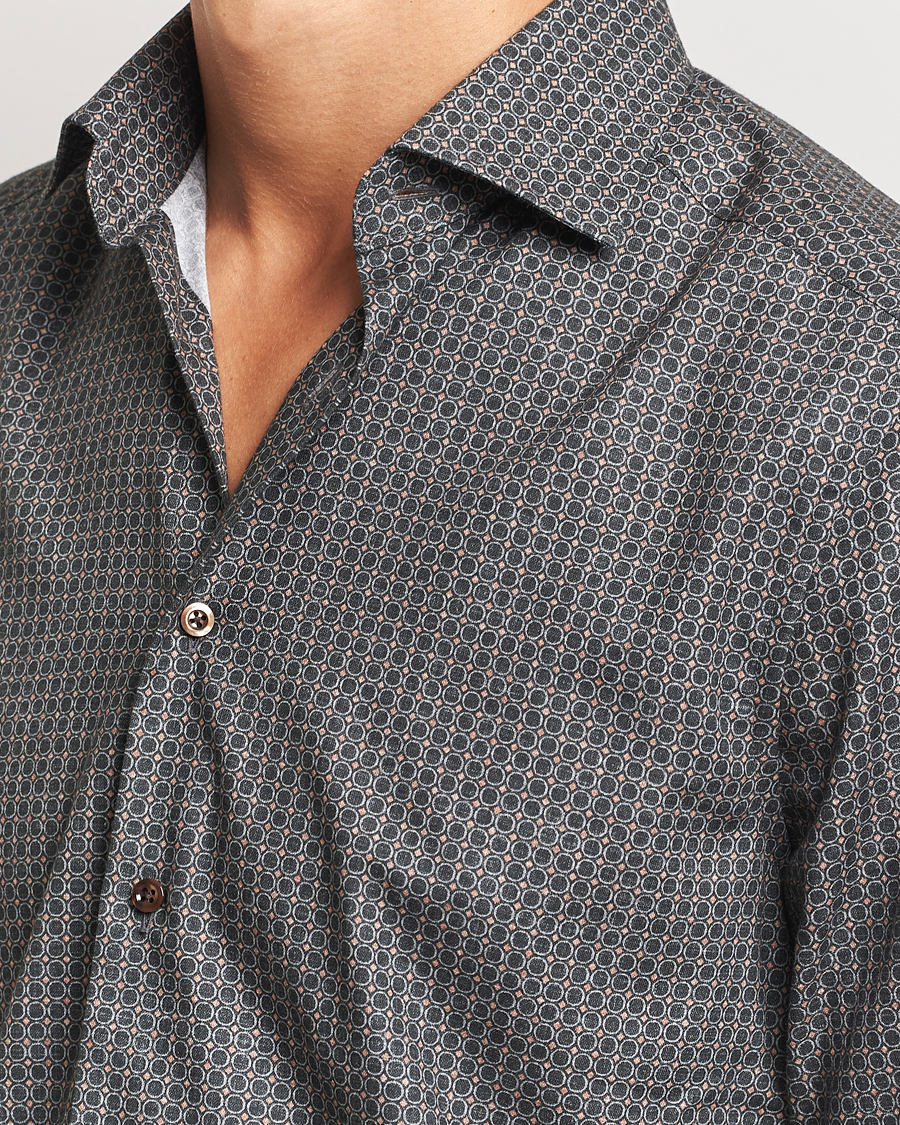 Herre | Skjorter | Stenströms | Slimline Brushed Printed Cut Away Shirt Black