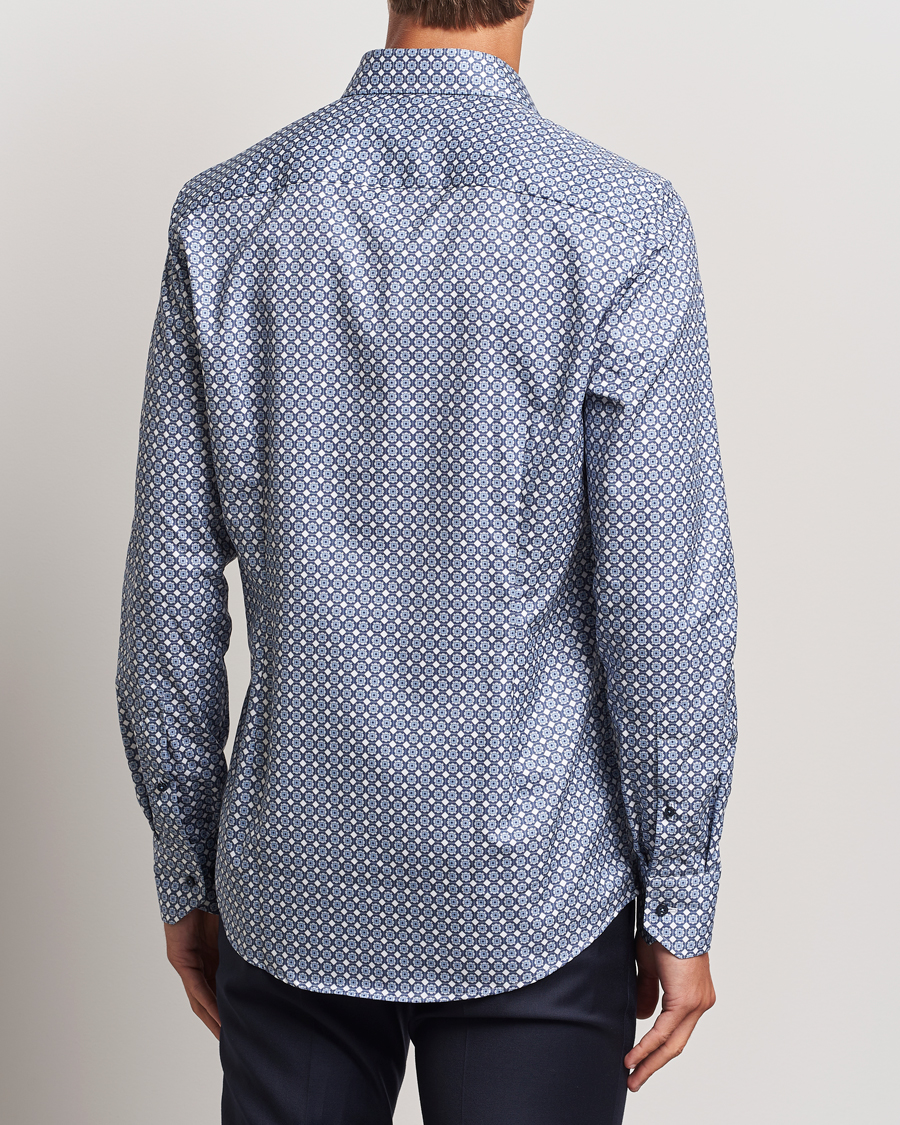 Herre | Skjorter | Stenströms | Slimline Printed Twill Cut Away Shirt Blue