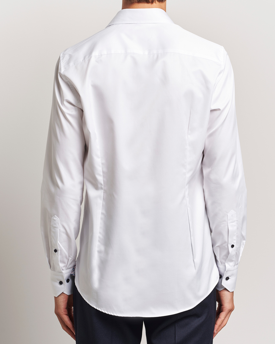 Herre | Skjorter | Stenströms | Slimline Twill Flower Contrast Shirt White