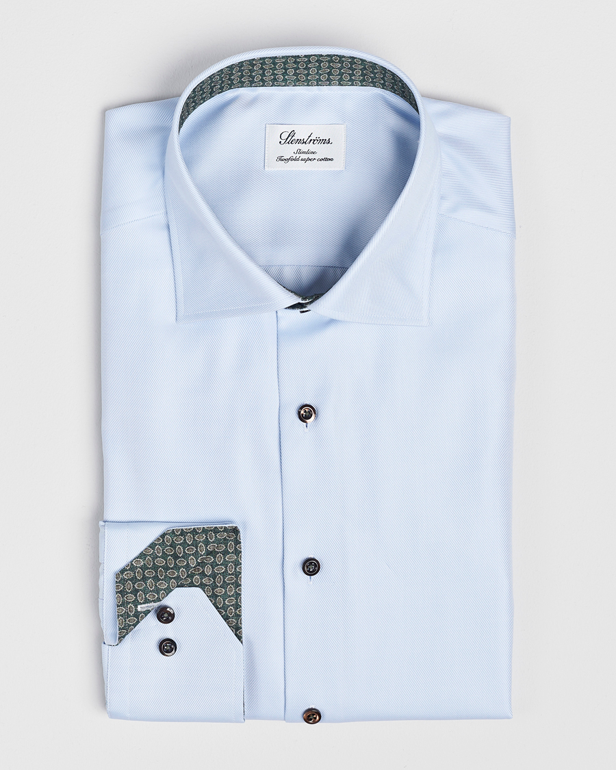 Herre | Skjorter | Stenströms | Slimline Superior Twill Contrast Shirt Blue