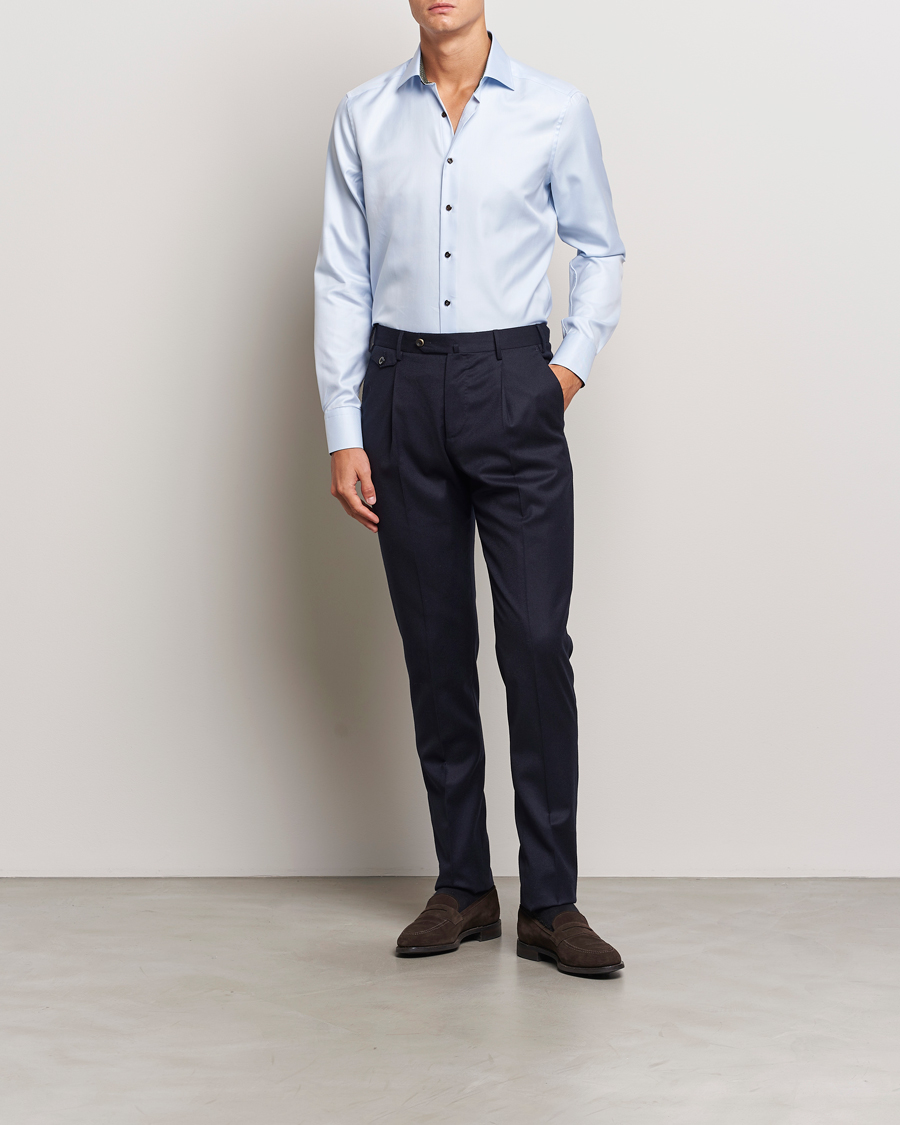 Herre | Skjorter | Stenströms | Slimline Superior Twill Contrast Shirt Blue