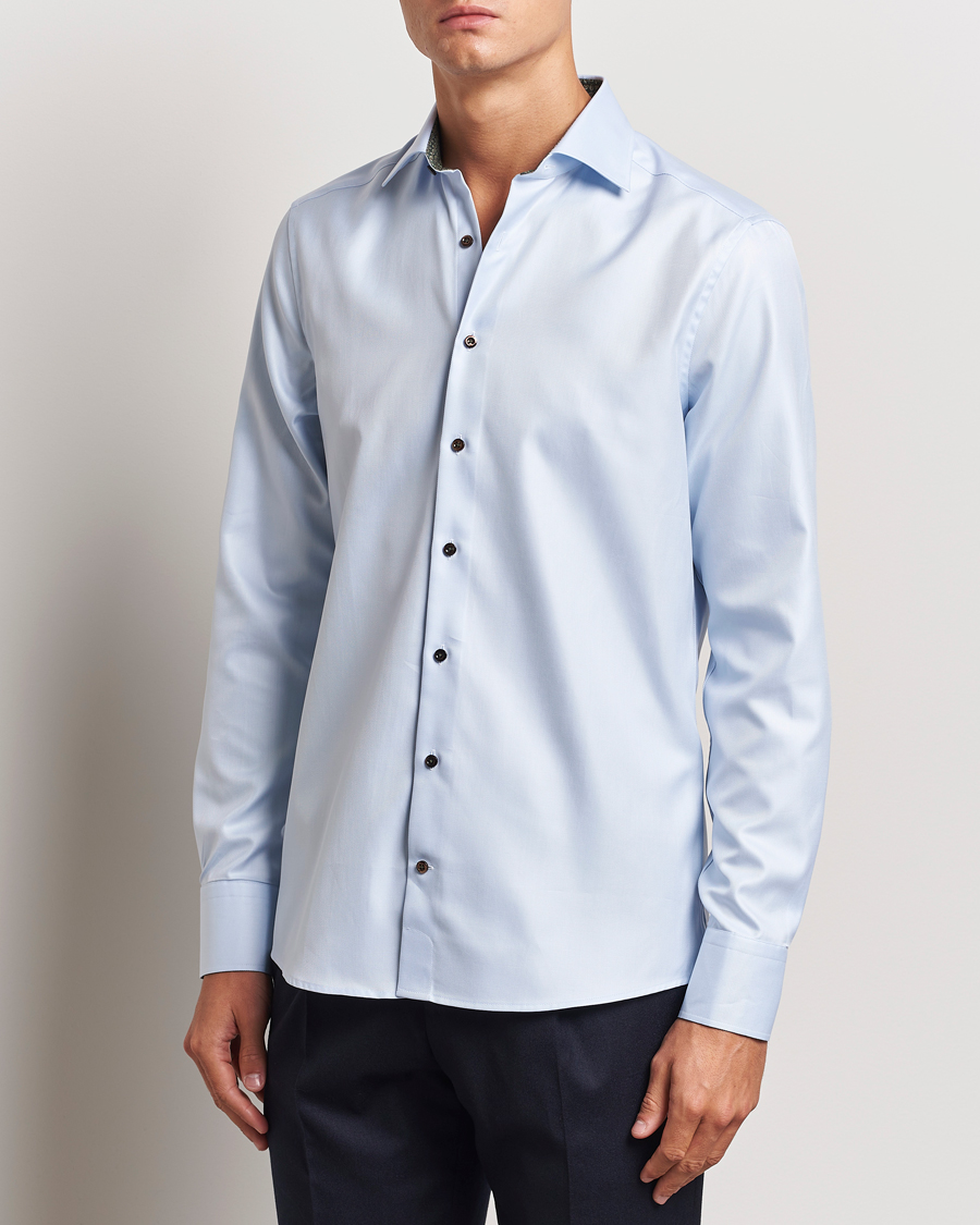 Herre | Skjorter | Stenströms | Slimline Superior Twill Contrast Shirt Blue