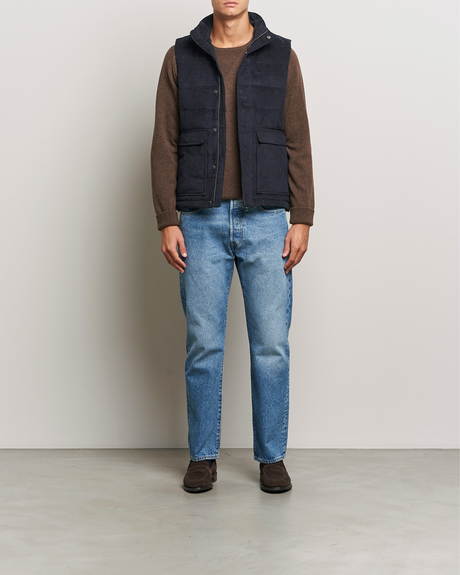 Herre | Jakker | Stenströms | Pocket Corduroy Vest Navy