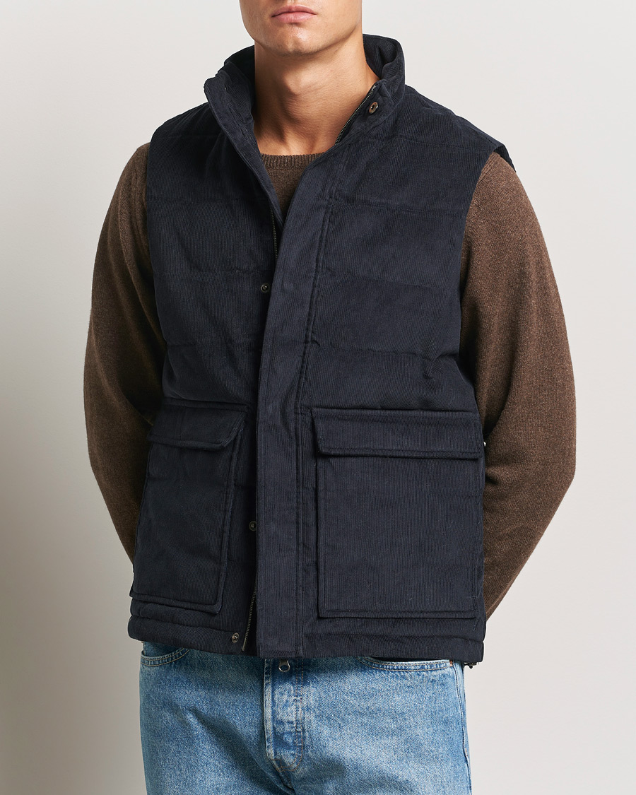 Herre | Jakker | Stenströms | Pocket Corduroy Vest Navy