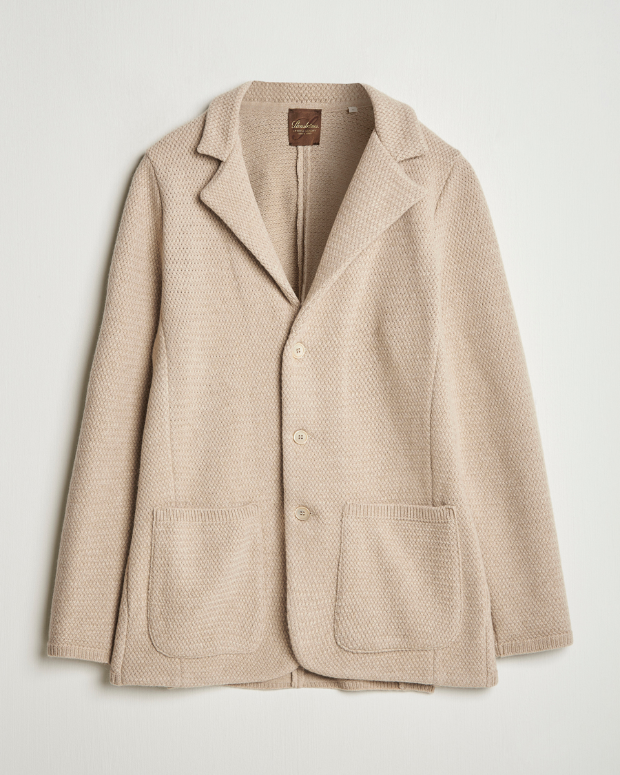 Herre | Dressjakker | Stenströms | Knitted Textured Merino Wool Blazer Beige