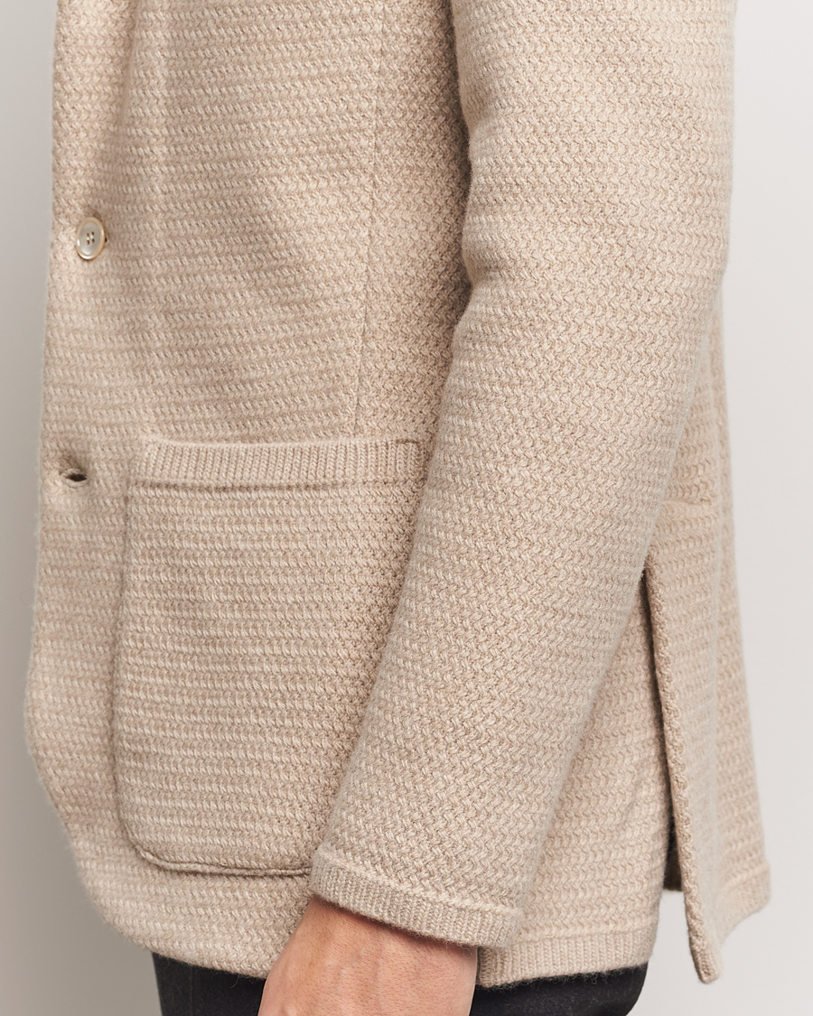 Herre | Dressjakker | Stenströms | Knitted Textured Merino Wool Blazer Beige
