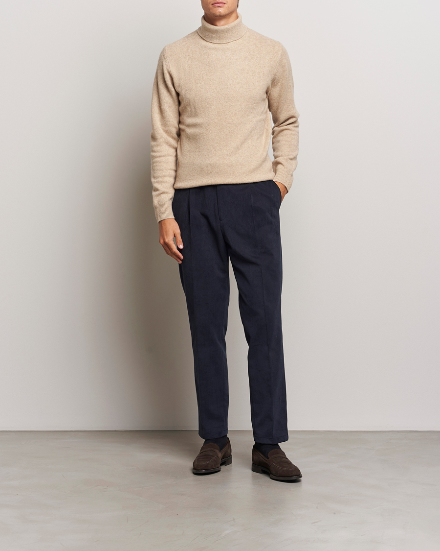 Herre | Gensere | Stenströms | Knitted Yak/Merino Rollneck Beige