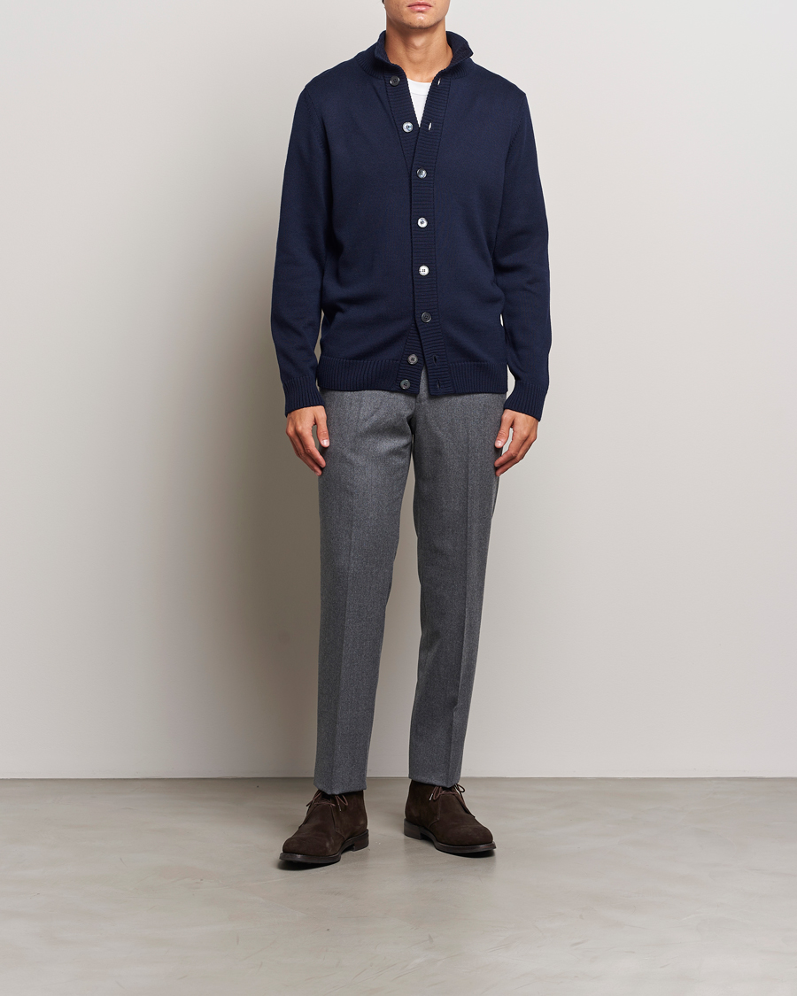 Herre | Gensere | Stenströms | Chunky Knitted Merino Cardigan Navy