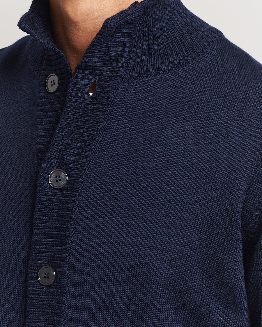 Herre | Gensere | Stenströms | Chunky Knitted Merino Cardigan Navy