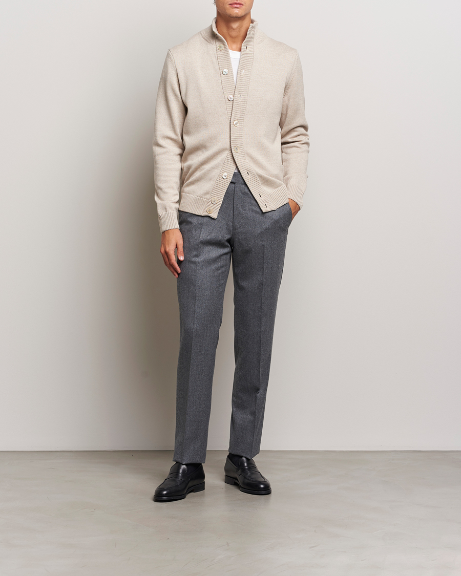 Herre | Gensere | Stenströms | Chunky Knitted Merino Cardigan Beige
