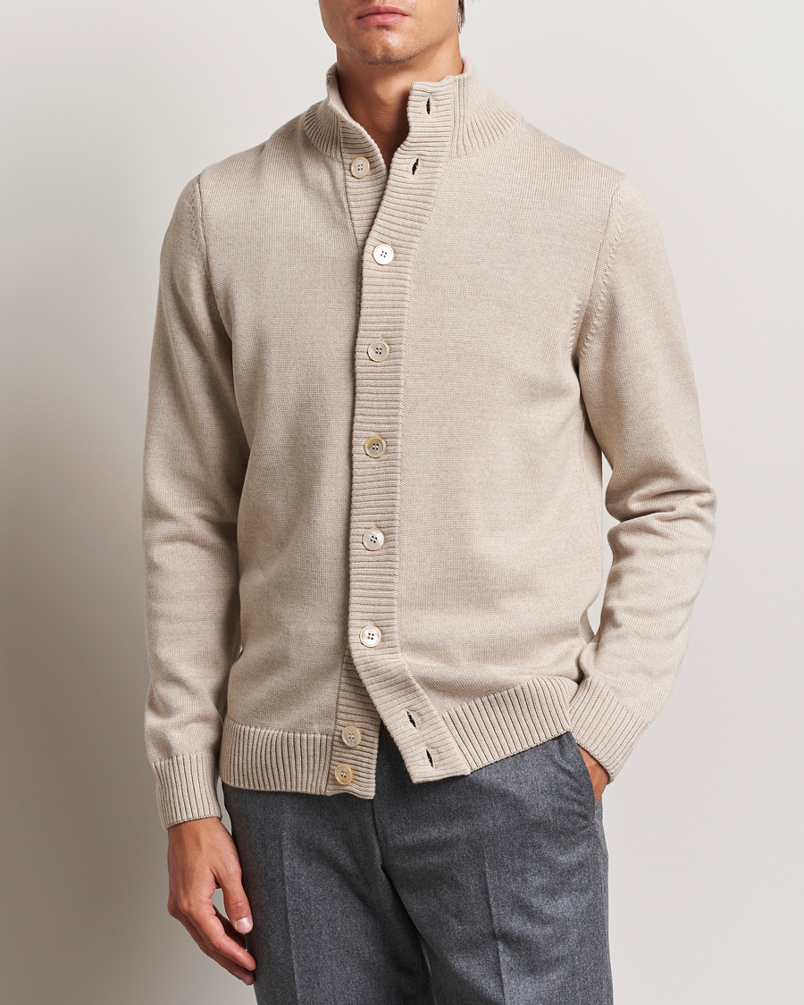 Herre | Gensere | Stenströms | Chunky Knitted Merino Cardigan Beige
