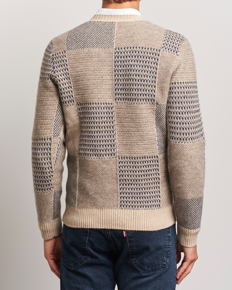 Herre | Gensere | Stenströms | Patchwork Knitted Yak/Merino Crew Neck Brown