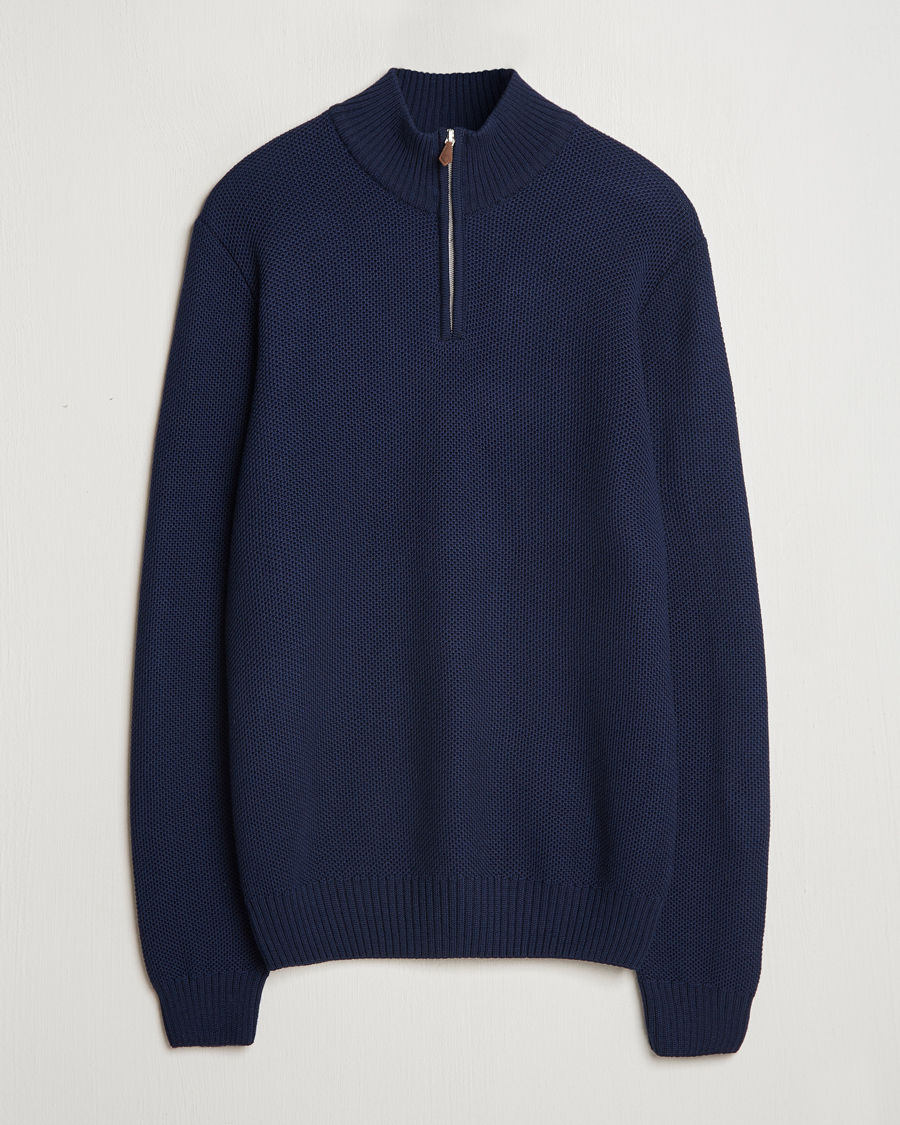 Herre | Gensere | Stenströms | Chunky Merino Knitted Half Zip Navy