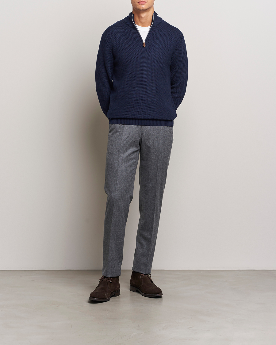 Herre | Gensere | Stenströms | Chunky Merino Knitted Half Zip Navy