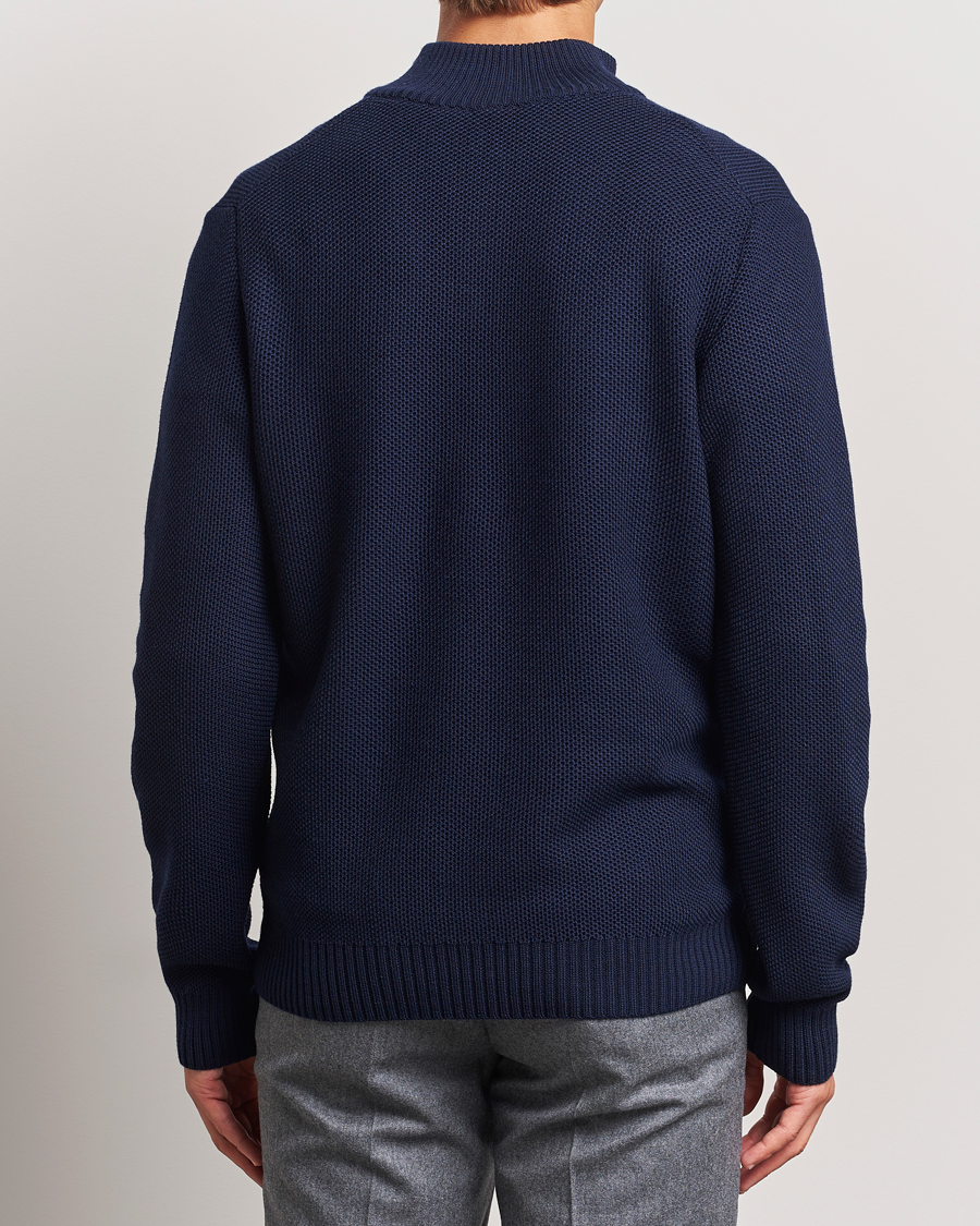 Herre | Gensere | Stenströms | Chunky Merino Knitted Half Zip Navy
