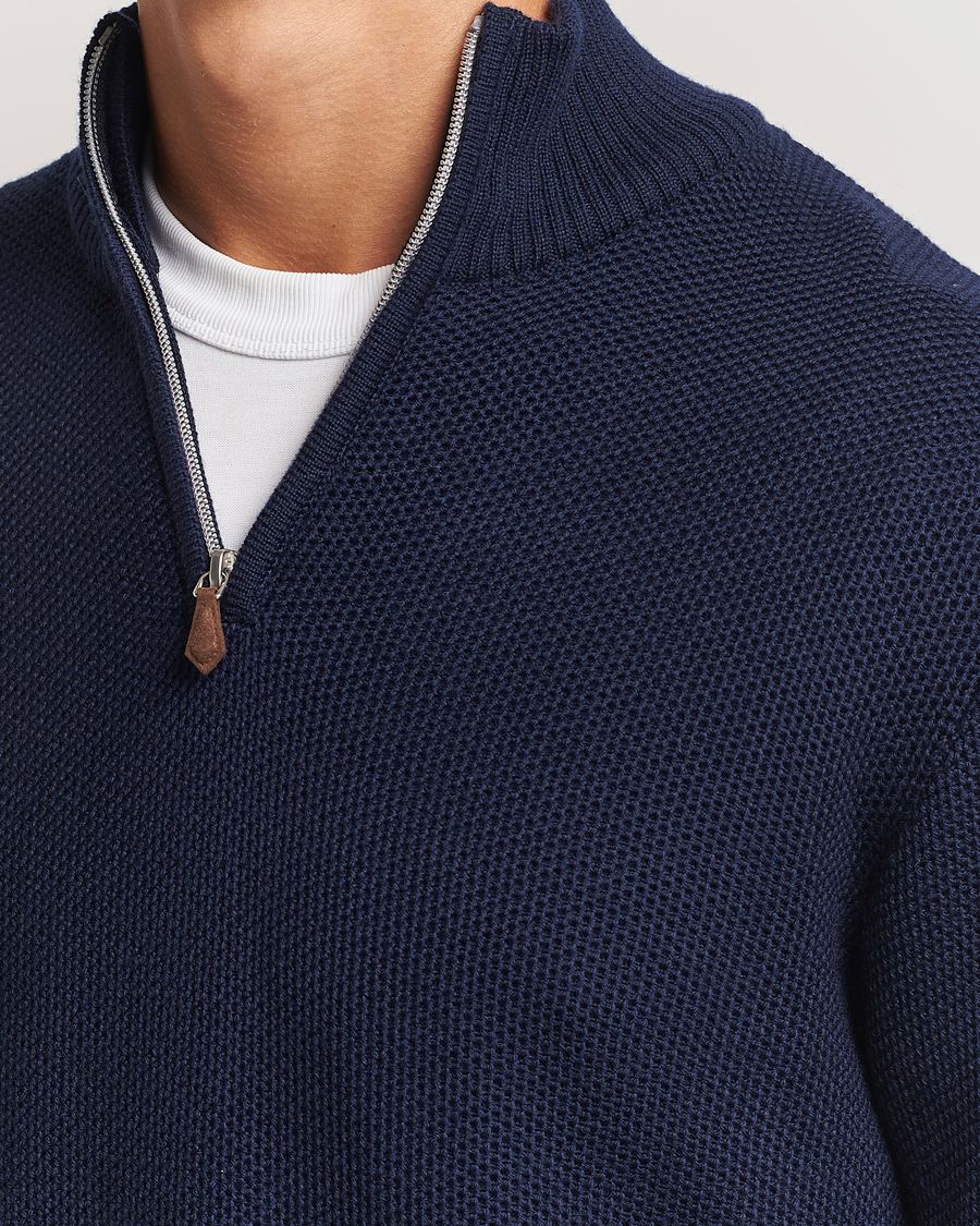 Herre | Gensere | Stenströms | Chunky Merino Knitted Half Zip Navy