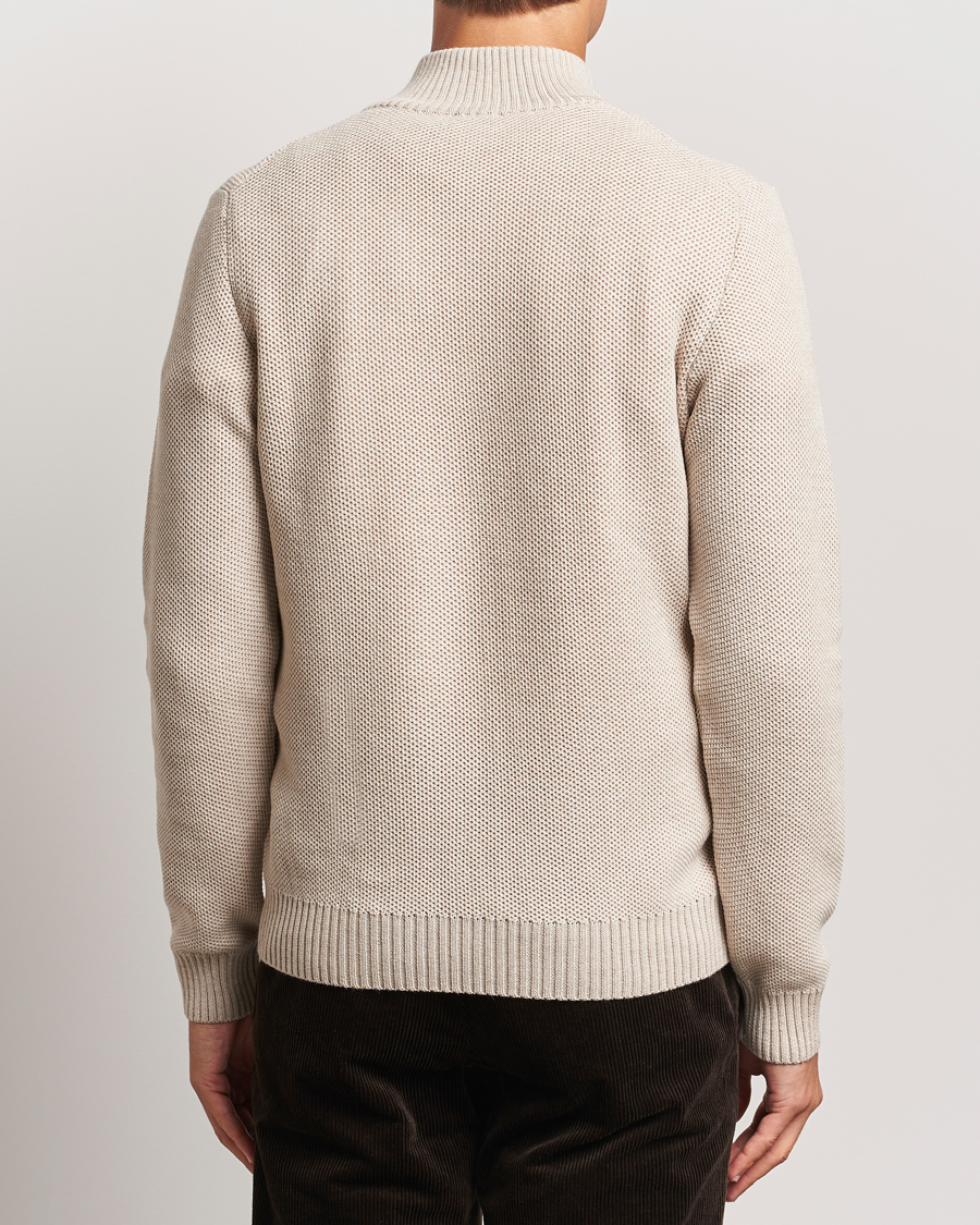 Herre | Gensere | Stenströms | Chunky Merino Knitted Half Zip Beige