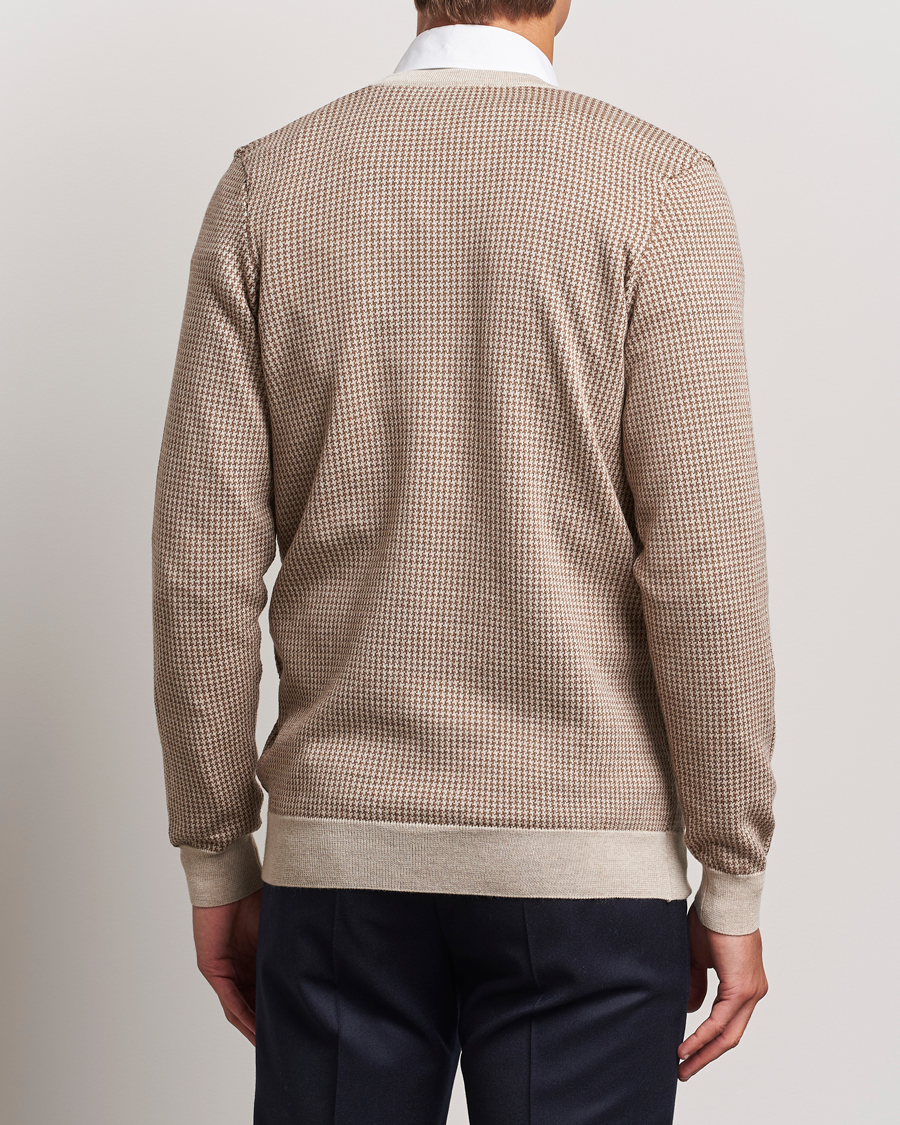 Herre | Gensere | Stenströms | Pepita Merino Wool Cardigan Brown