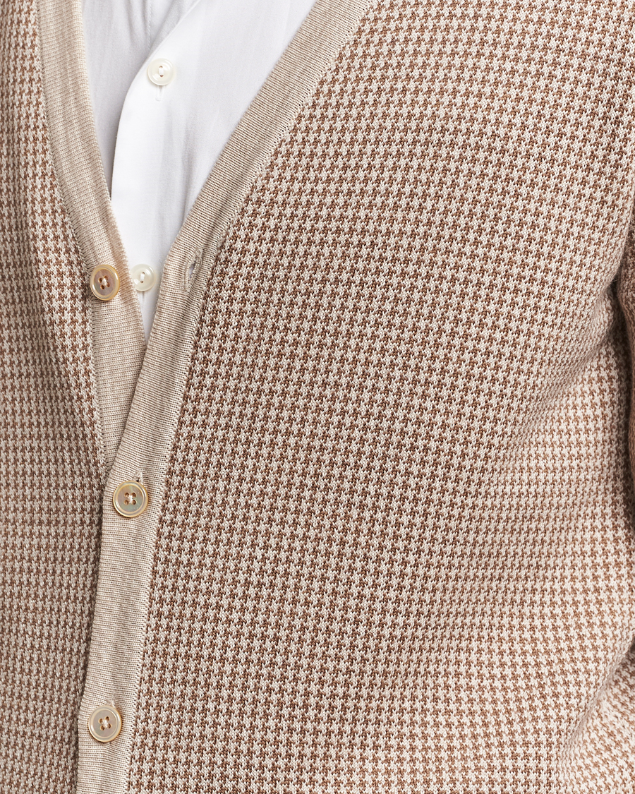 Herre | Gensere | Stenströms | Pepita Merino Wool Cardigan Brown