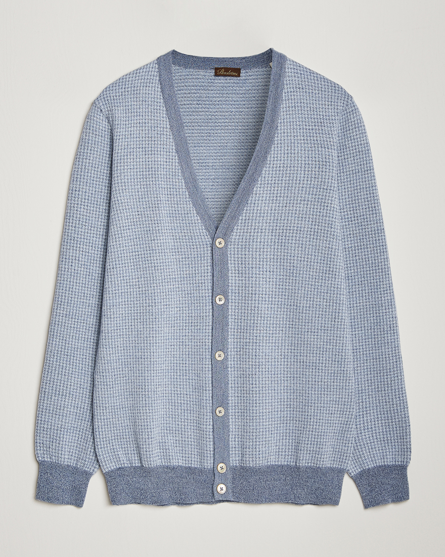 Herre | Gensere | Stenströms | Pepita Merino Wool Cardigan Navy