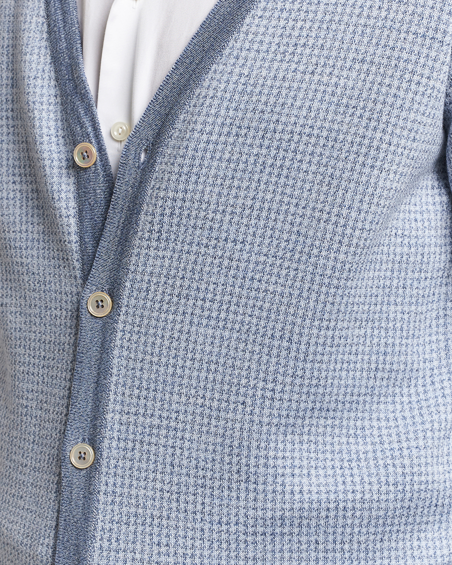 Herre | Gensere | Stenströms | Pepita Merino Wool Cardigan Navy