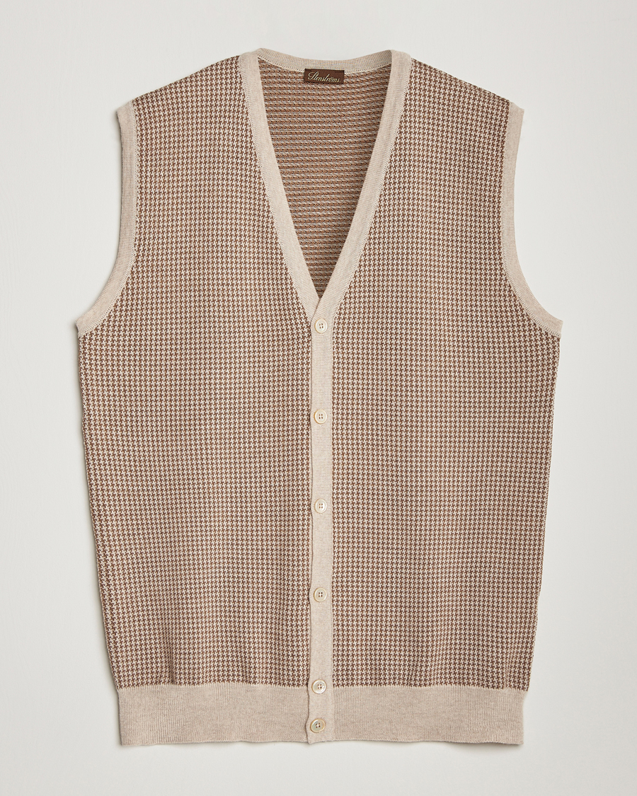 Herre | Gensere | Stenströms | Pepita Merino Wool Vest Brown