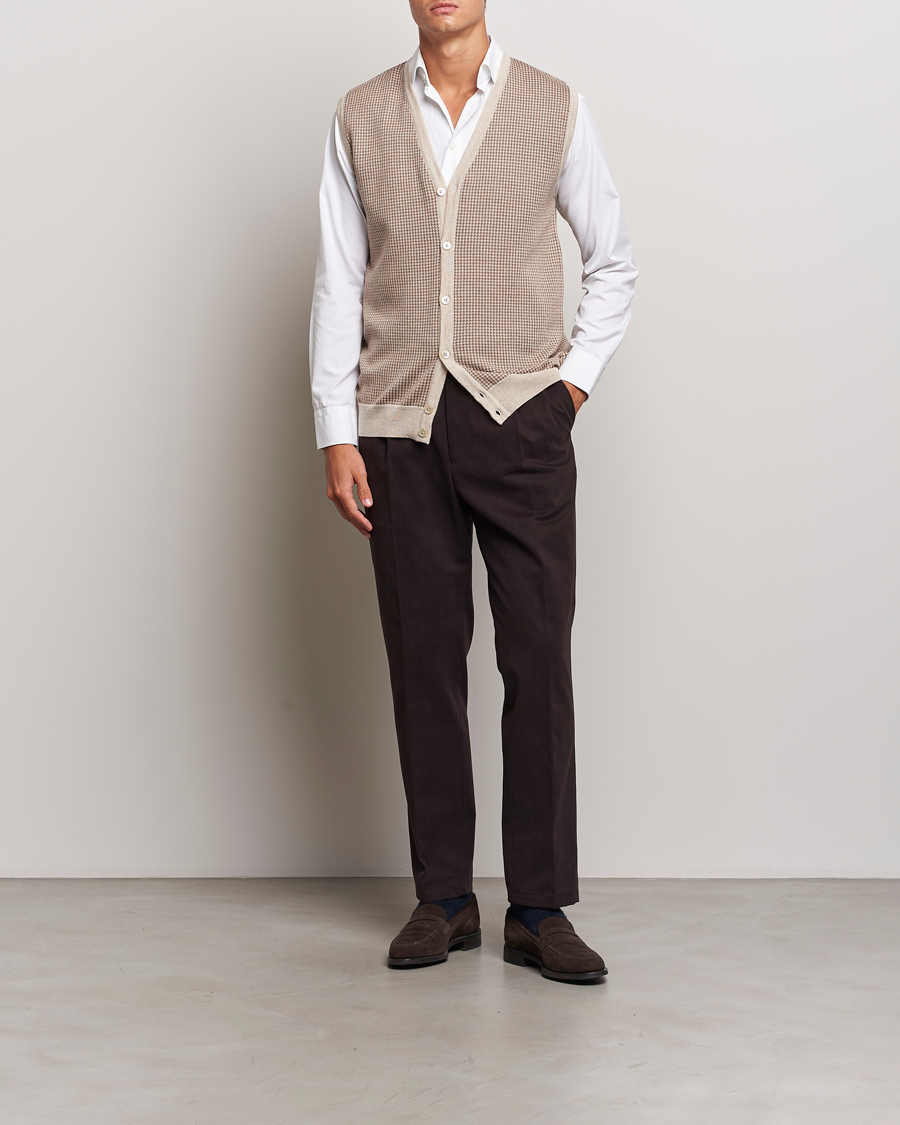 Herre | Gensere | Stenströms | Pepita Merino Wool Vest Brown
