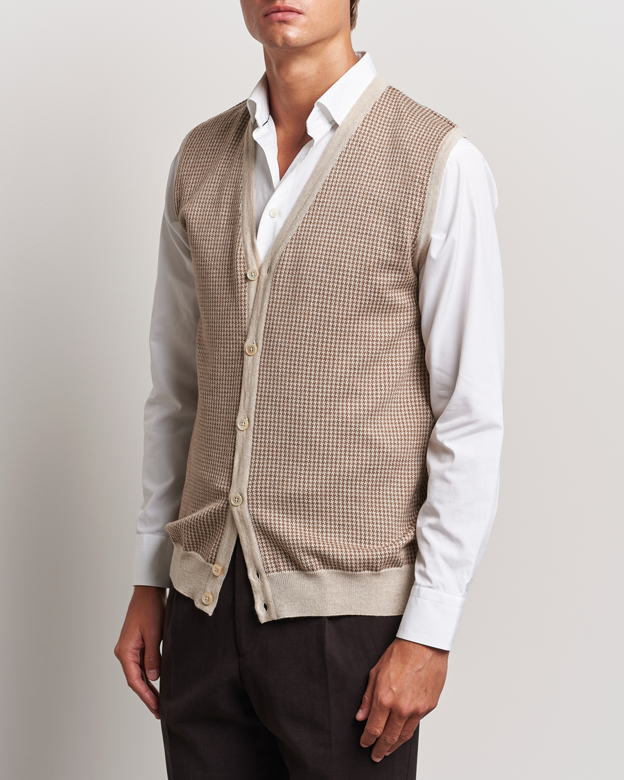 Herre | Gensere | Stenströms | Pepita Merino Wool Vest Brown