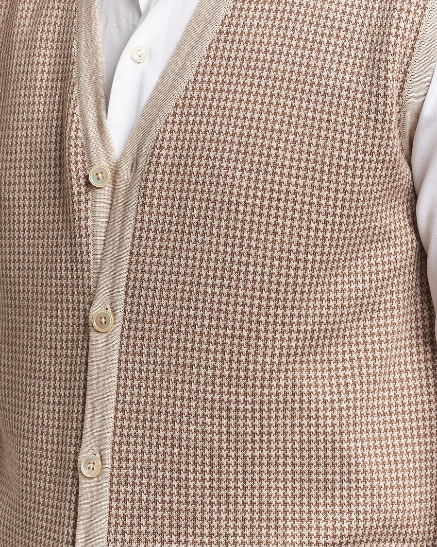 Herre | Gensere | Stenströms | Pepita Merino Wool Vest Brown