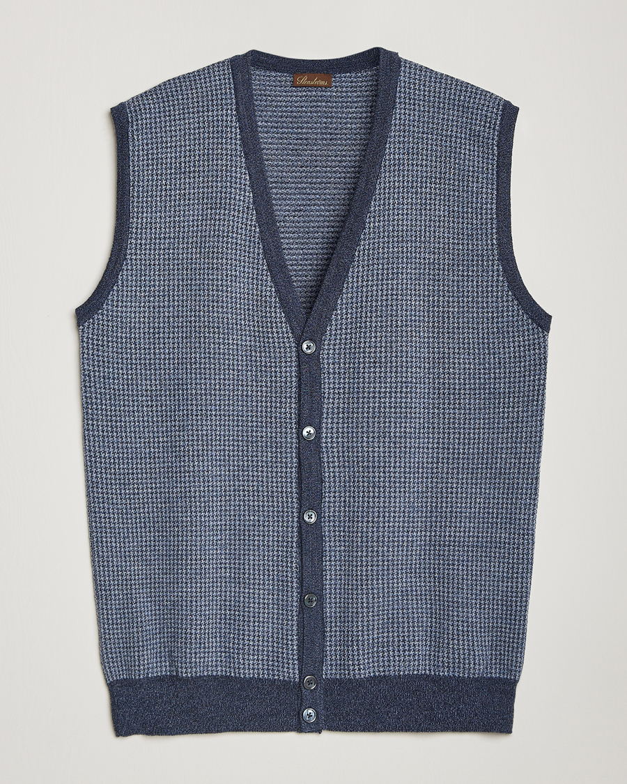 Herre | Gensere | Stenströms | Pepita Merino Wool Vest Navy