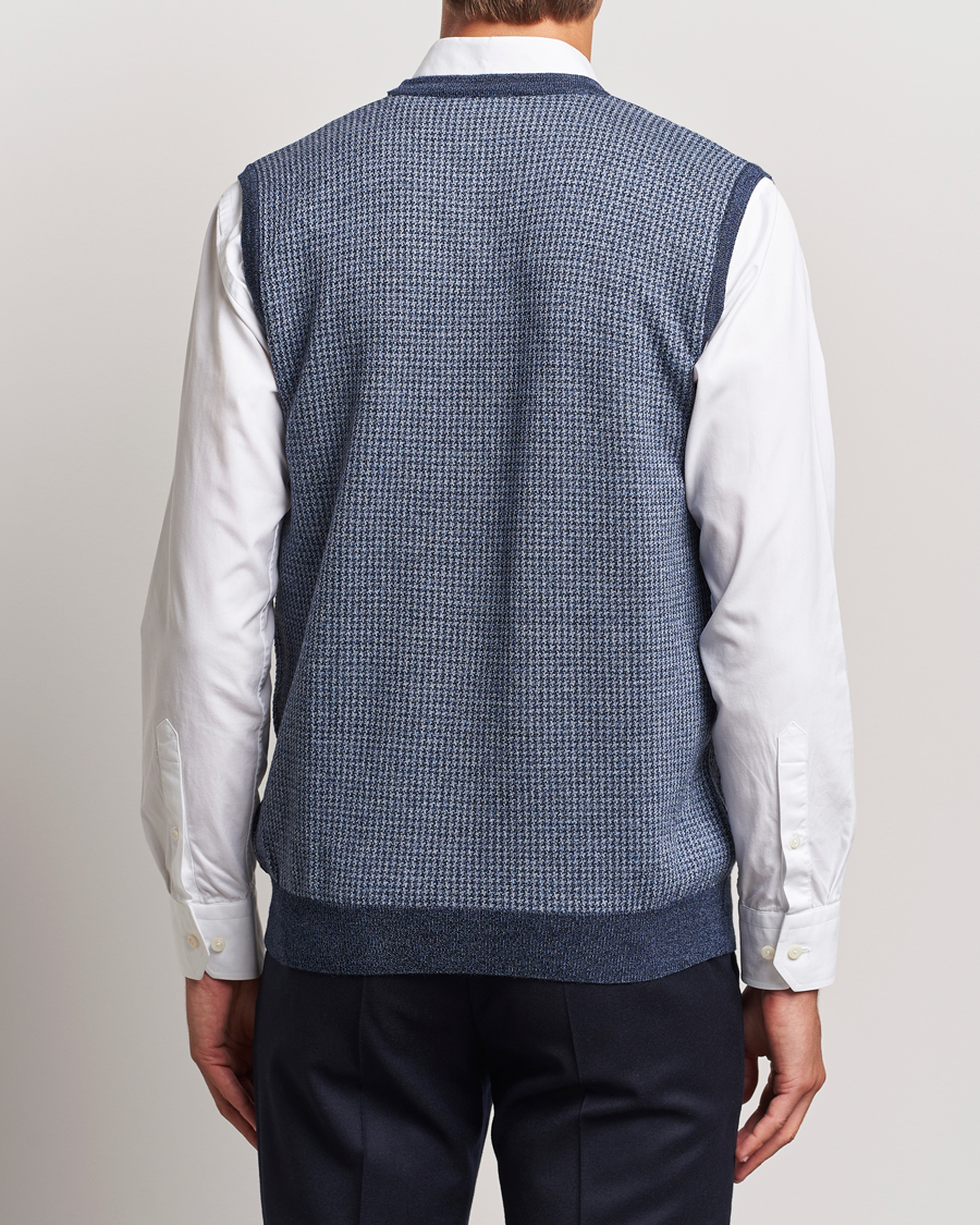 Herre | Gensere | Stenströms | Pepita Merino Wool Vest Navy
