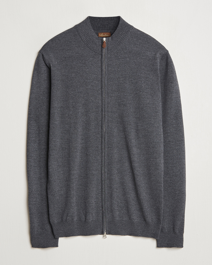 Herre | Gensere | Stenströms | Merino Full Zip Dark Grey