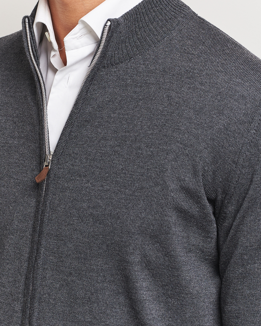 Herre | Gensere | Stenströms | Merino Full Zip Dark Grey