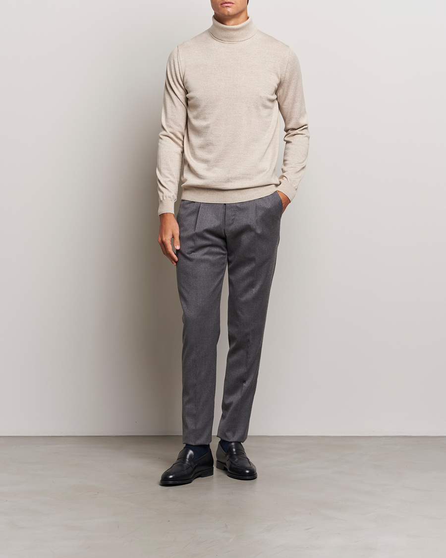Herre | Gensere | Stenströms | Merino Rollneck Beige
