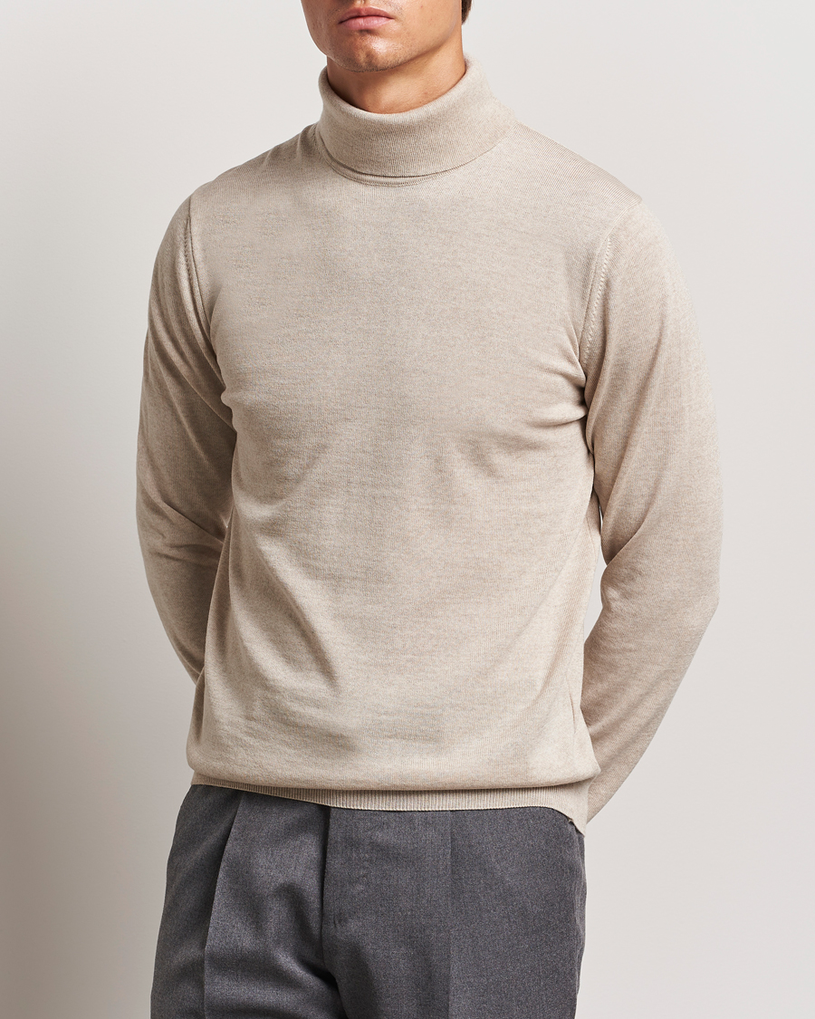 Herre | Gensere | Stenströms | Merino Rollneck Beige