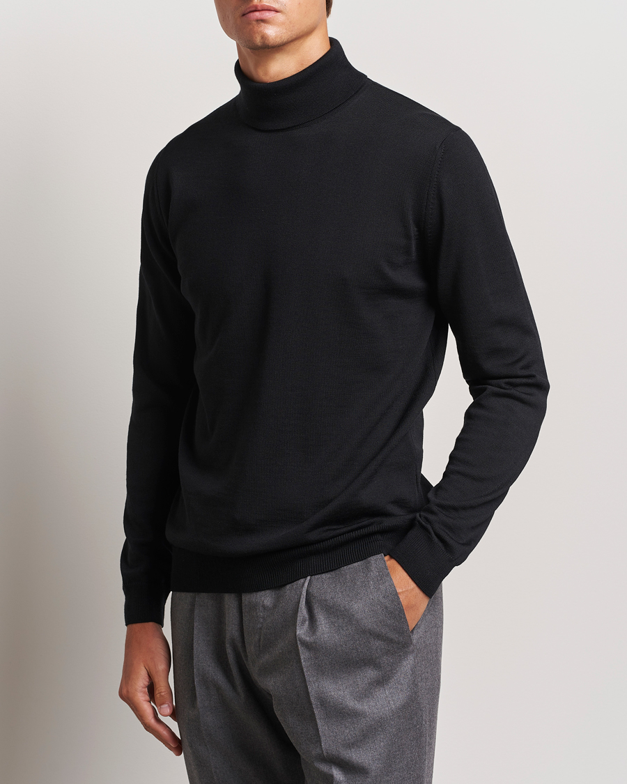 Herre | Gensere | Stenströms | Merino Rollneck Black