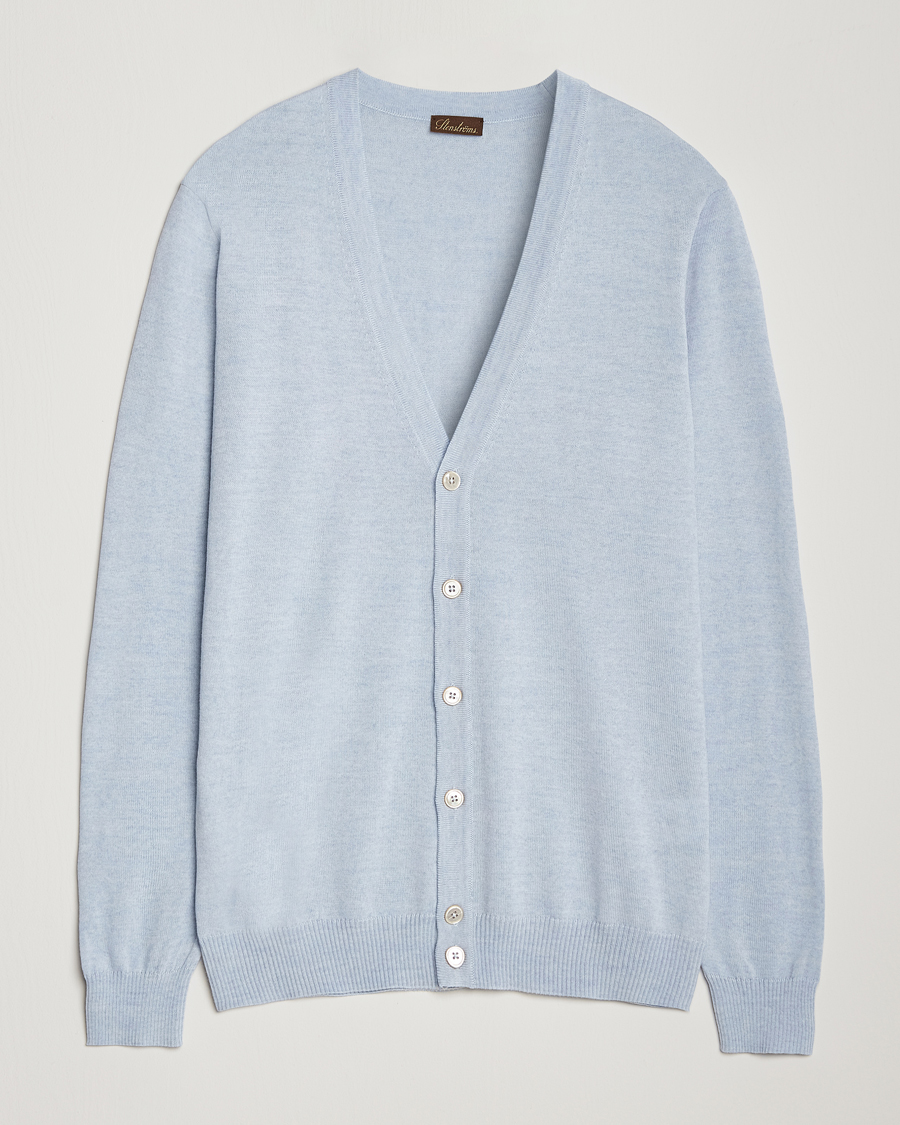 Herre | Gensere | Stenströms | Merino Cardigan Light Blue