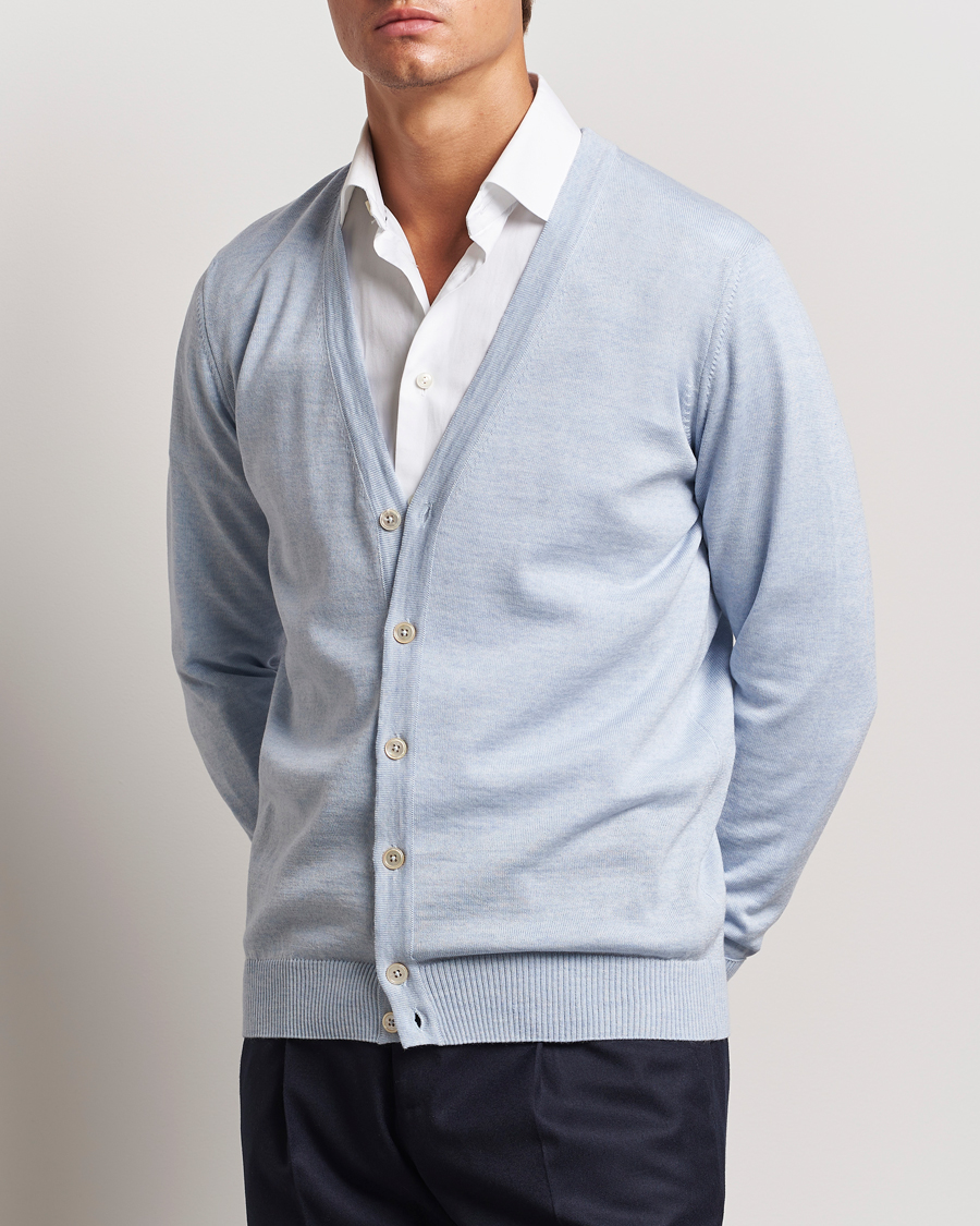 Herre | Gensere | Stenströms | Merino Cardigan Light Blue