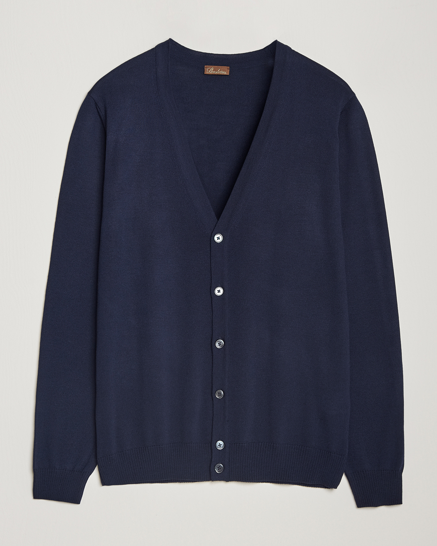 Herre | Gensere | Stenströms | Merino Cardigan Navy