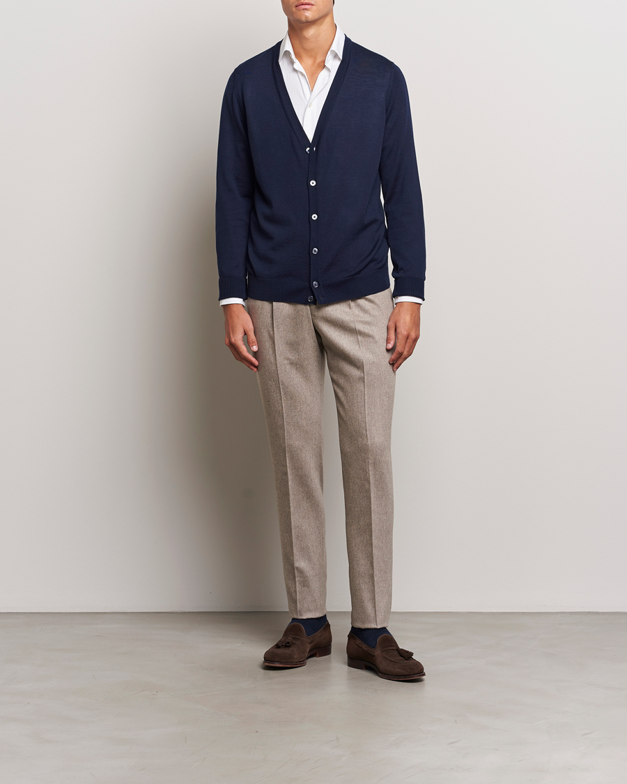 Herre | Gensere | Stenströms | Merino Cardigan Navy