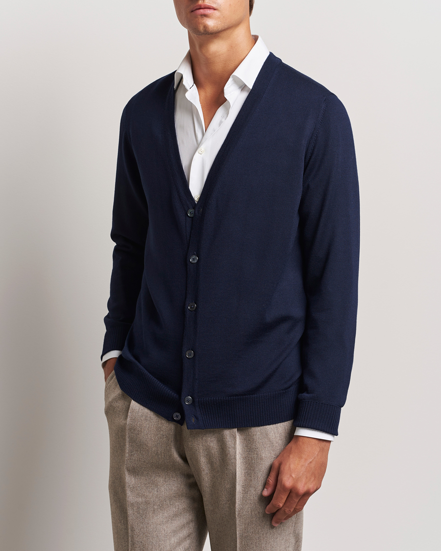 Herre | Gensere | Stenströms | Merino Cardigan Navy