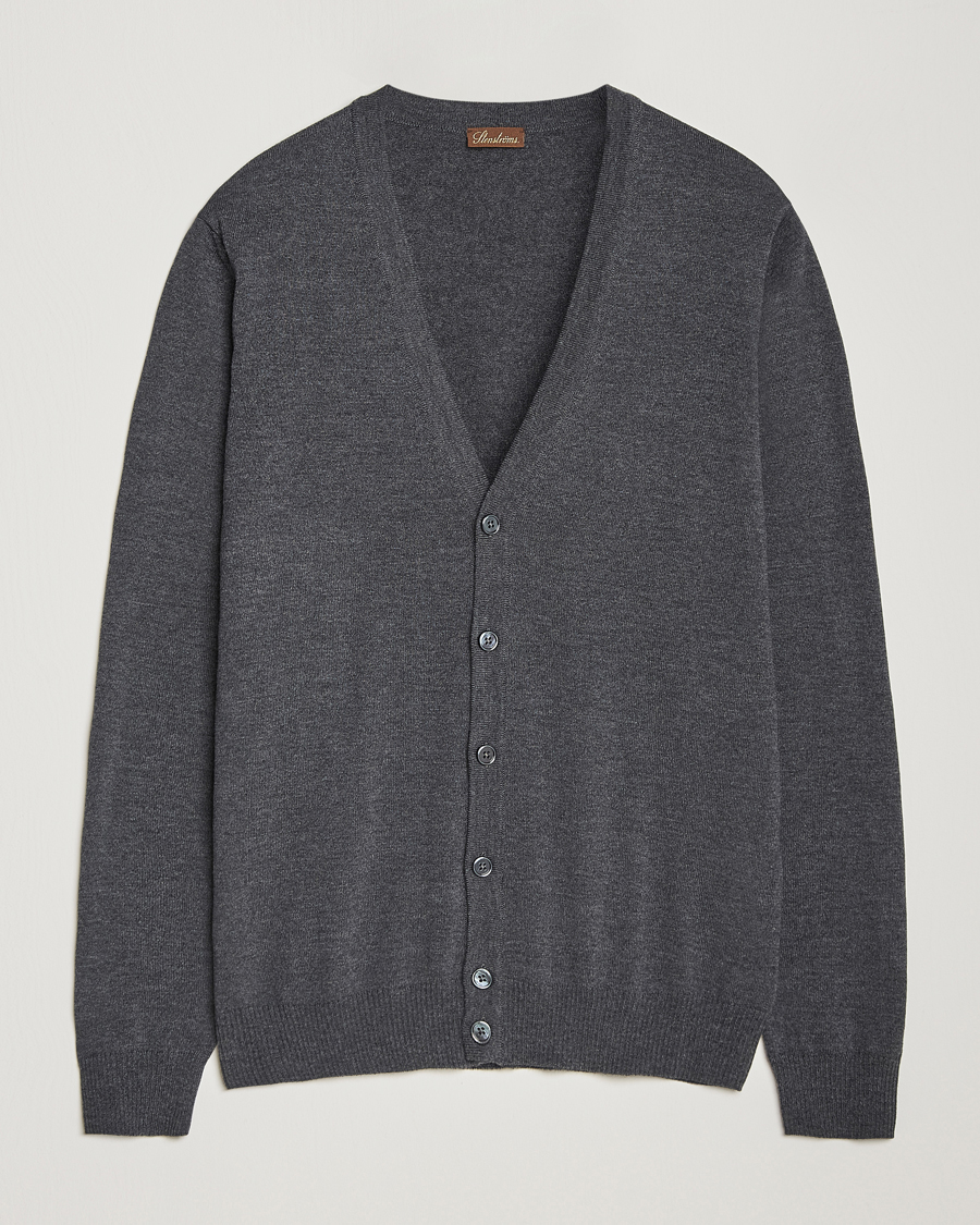 Herre | Gensere | Stenströms | Merino Cardigan Dark Grey