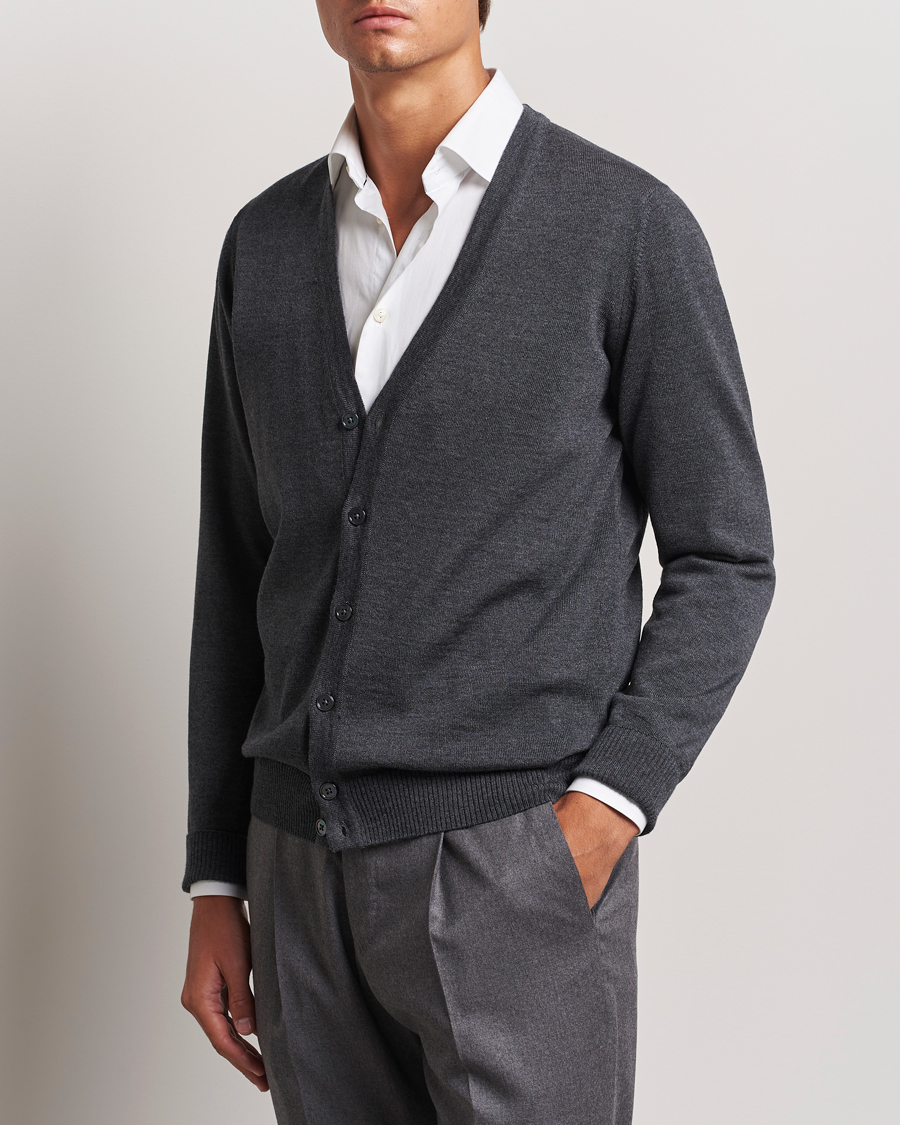 Herre | Gensere | Stenströms | Merino Cardigan Dark Grey