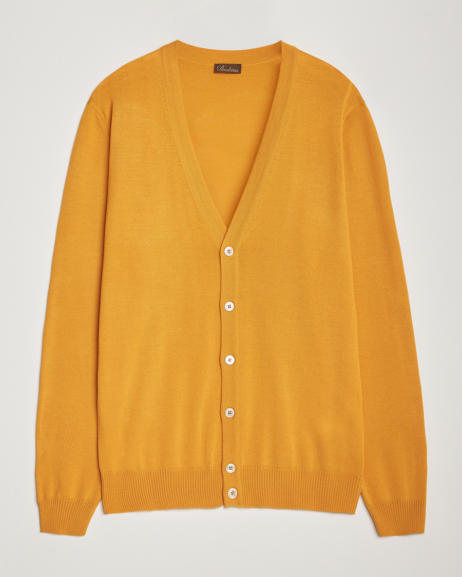 Herre | Gensere | Stenströms | Merino Cardigan Yellow