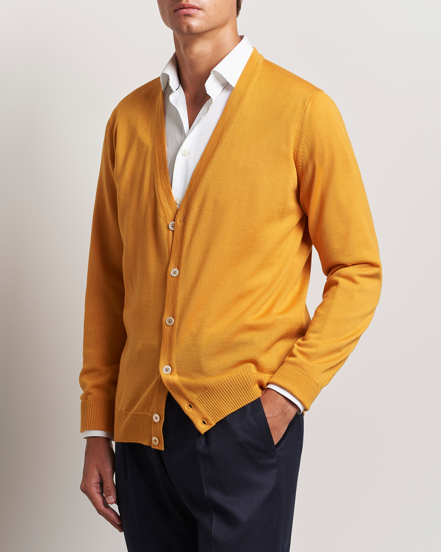 Herre | Gensere | Stenströms | Merino Cardigan Yellow