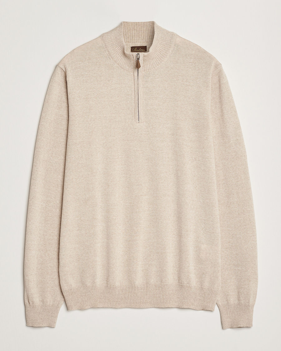 Herre | Gensere | Stenströms | Merino Half Zip Beige