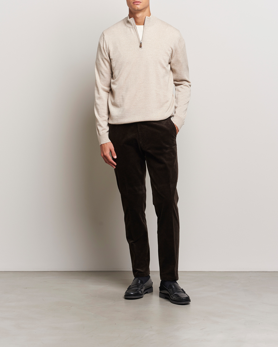 Herre | Gensere | Stenströms | Merino Half Zip Beige