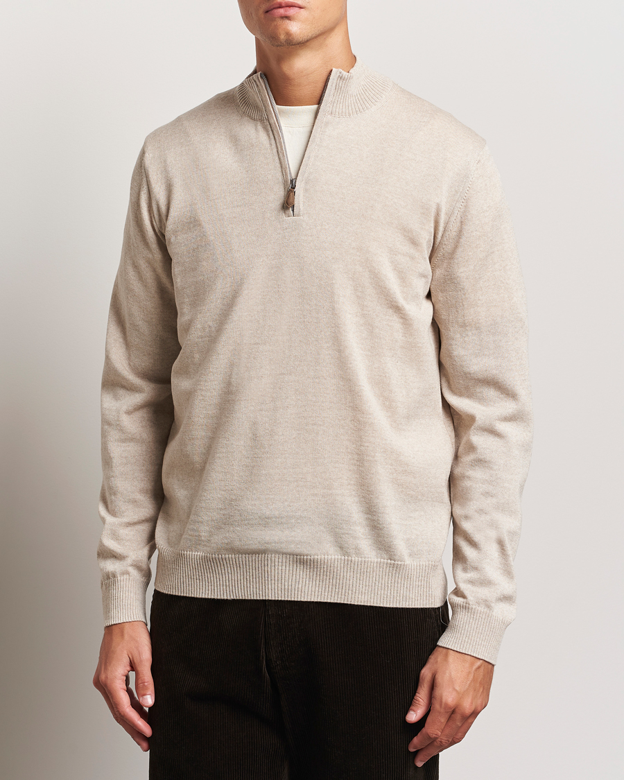 Herre | Gensere | Stenströms | Merino Half Zip Beige