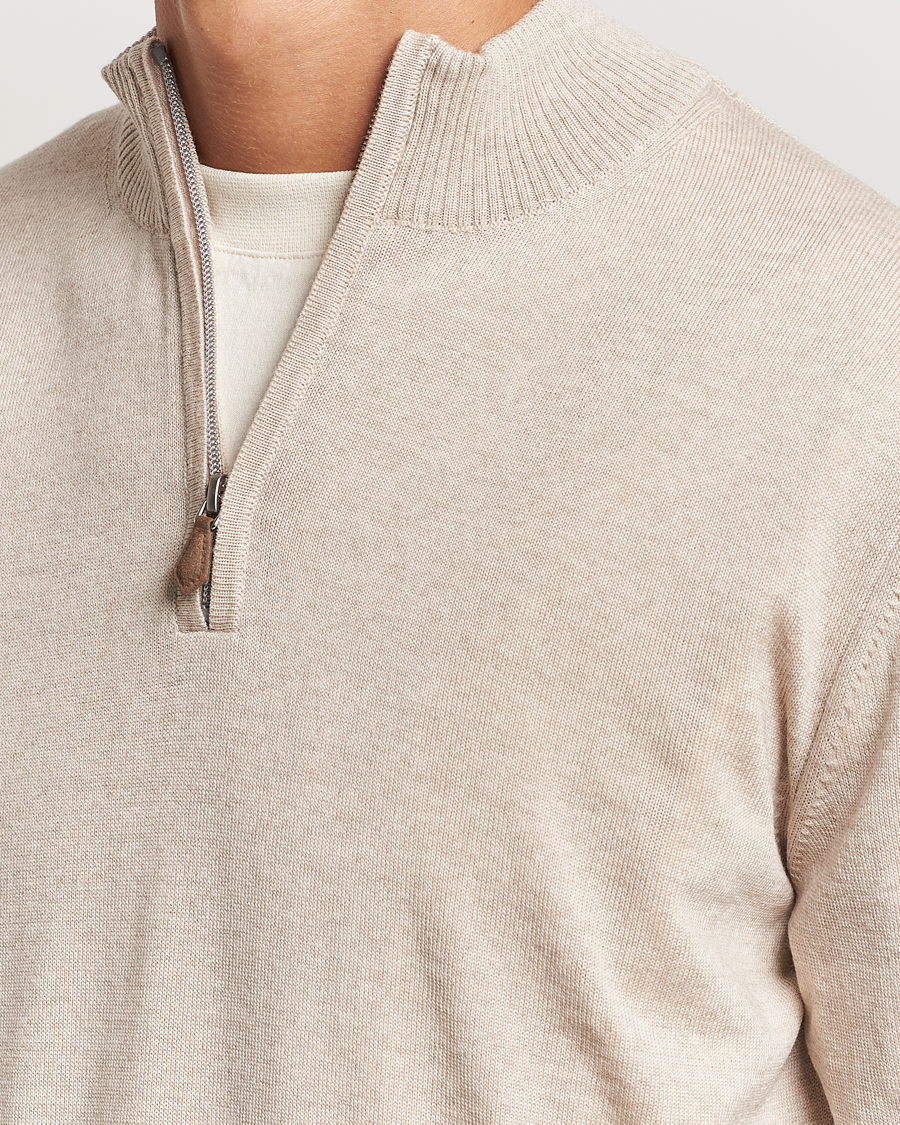 Herre | Gensere | Stenströms | Merino Half Zip Beige